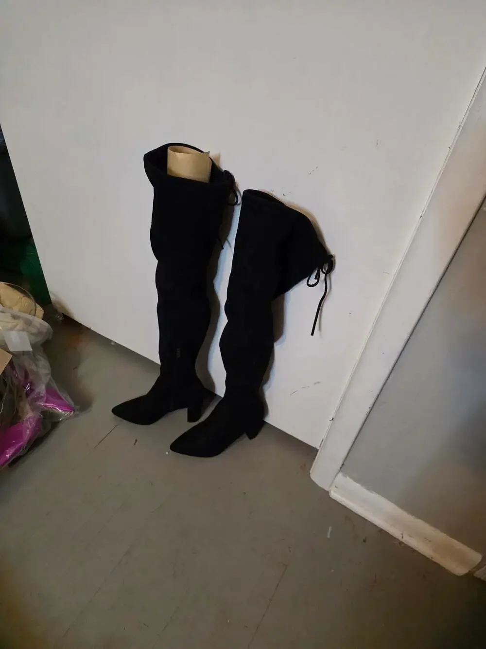 Rouge Helium Women's Black Faux Suede Over The Knee High Heel Boots Size 8